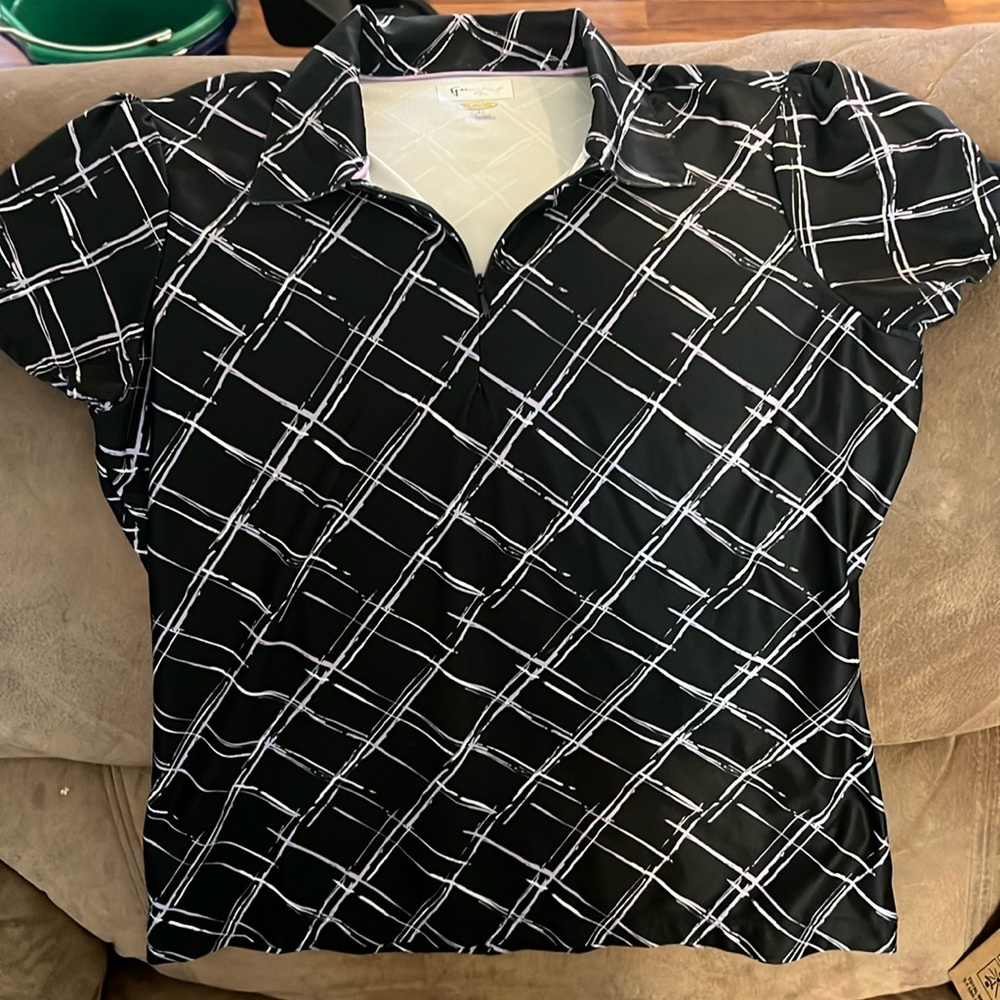 Large purple and black 1/4 zip athletic shirt